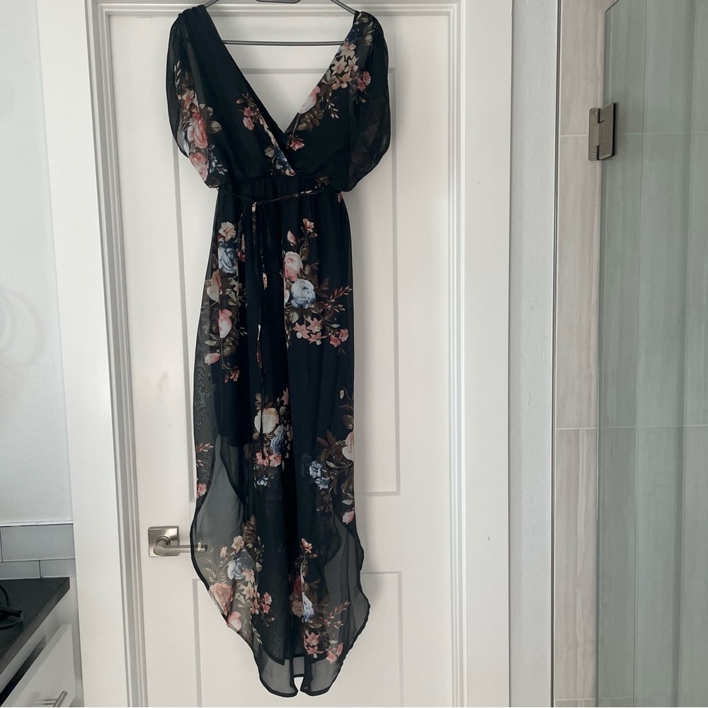 Beautiful elegant floral dress long asymmetrical